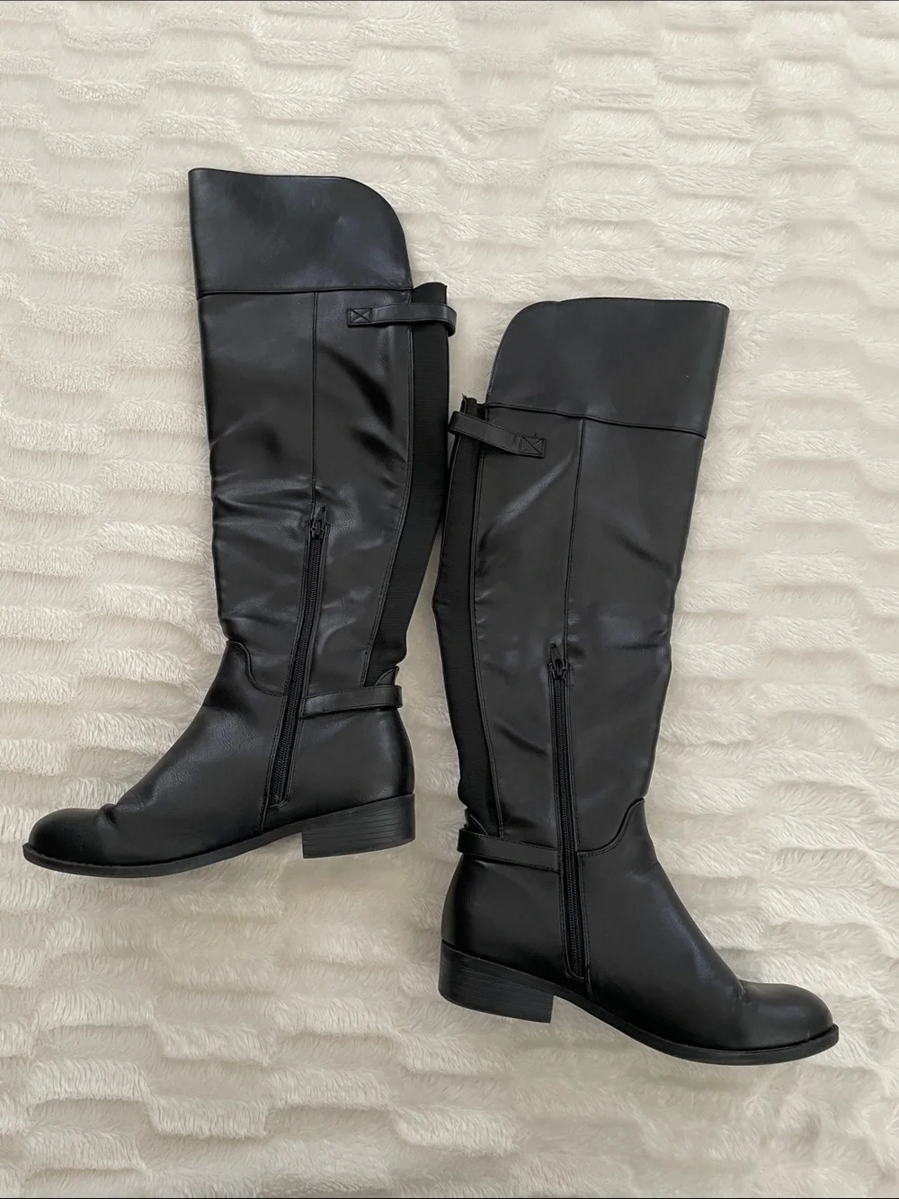 Women’s Over-the-Knee Black Riding Boots with Buckle Accent